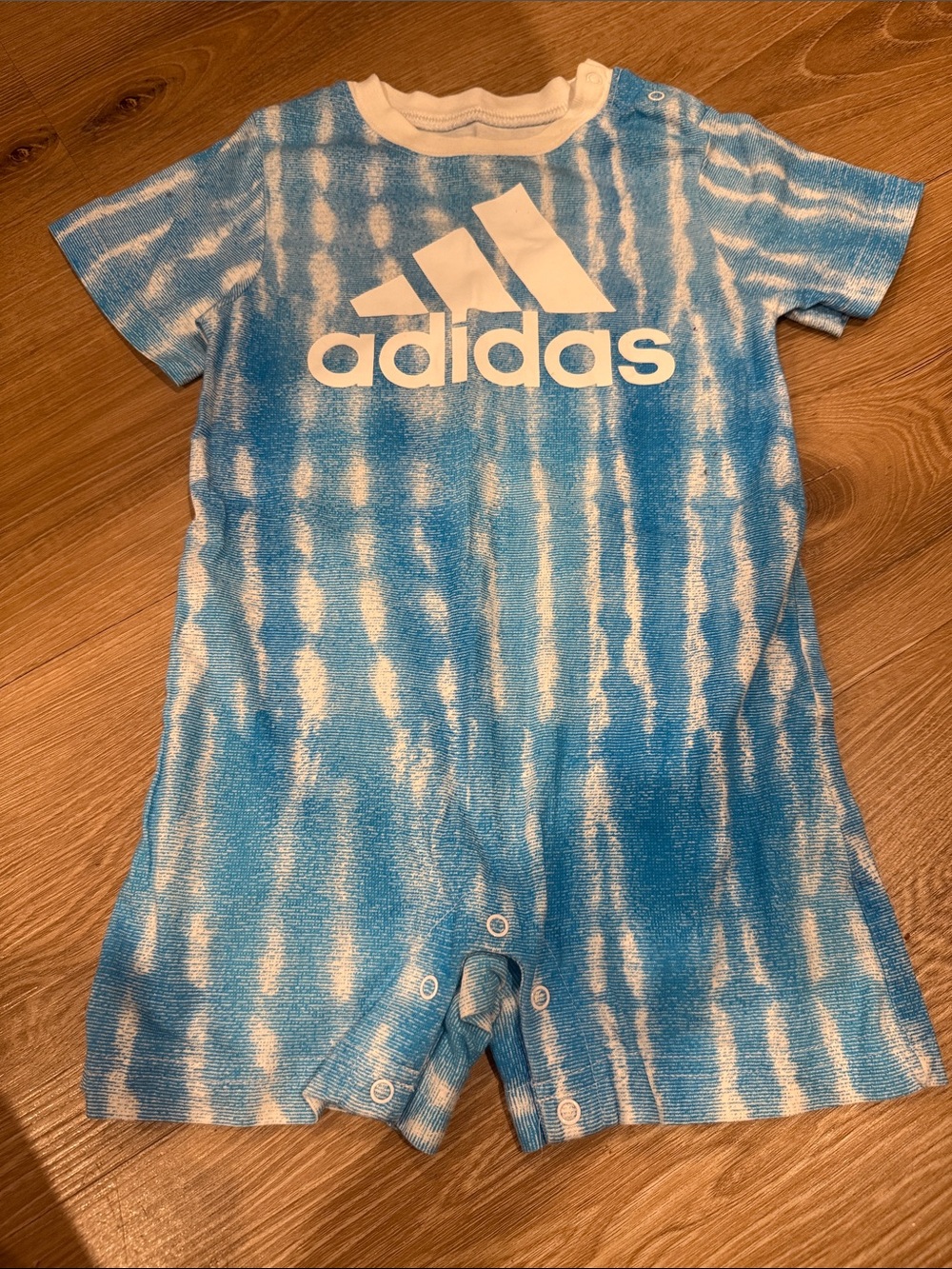 adidas Kids Blue & White Tie-Dye One-Piece Bodysuit